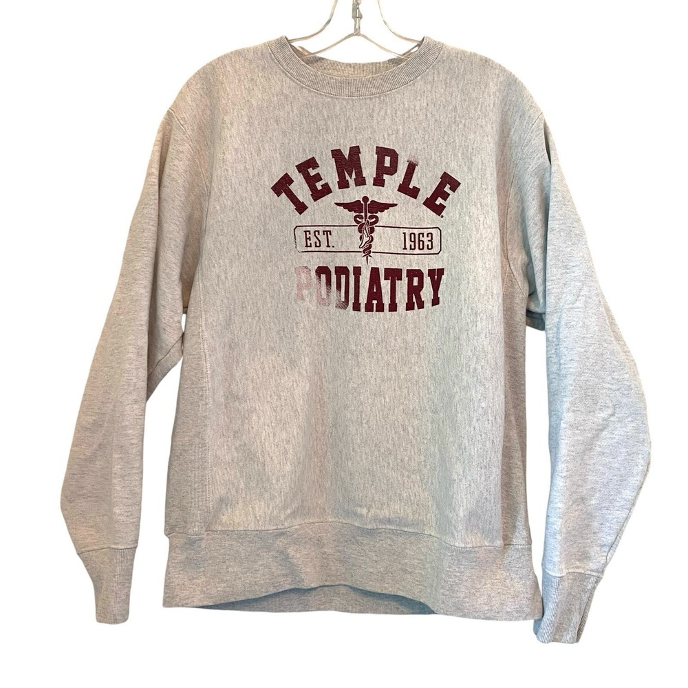 VTG Champion Reverse Weave Temple Podiatry Sweatshirt‎ Heather Grey Medium READ